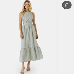 [Worn Once] English Factory Elastic Detail Sleeveless Dress in Light Green/Sage
